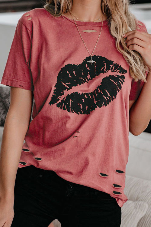 Only For You Graphic Short Sleeve Top - 6 Colors Red