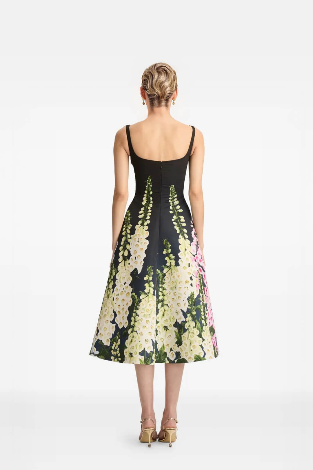 Exquisite Floral Print A-line Midi Dress