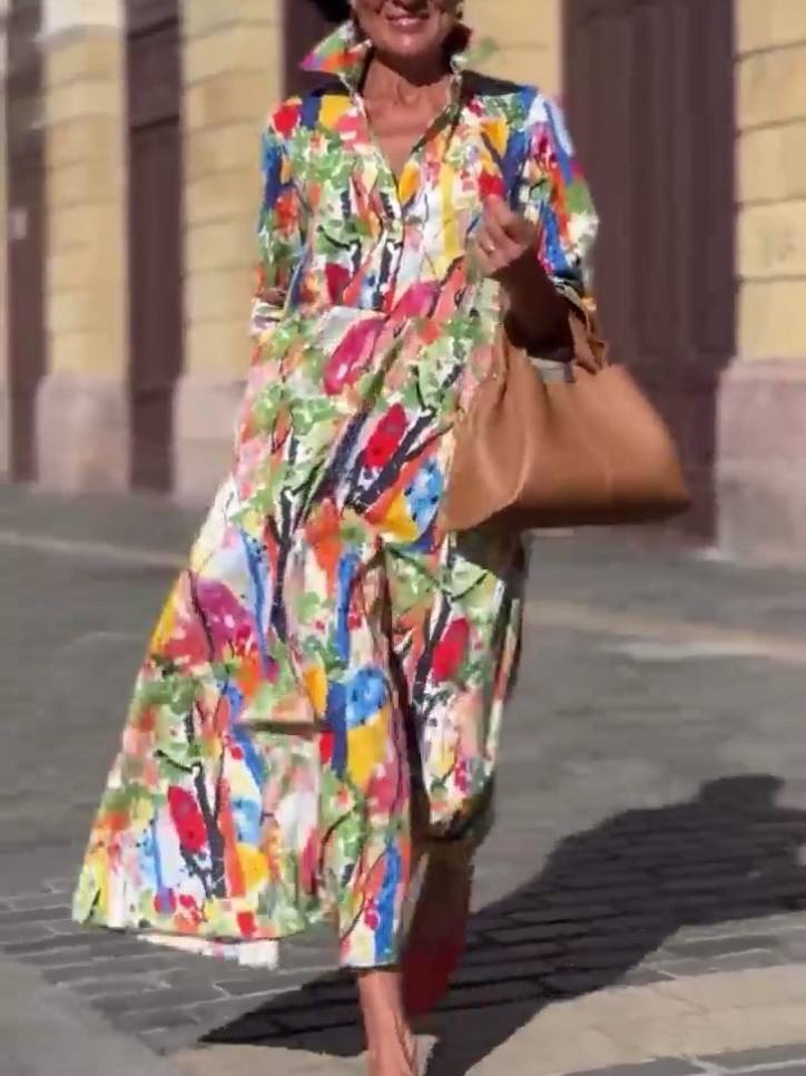 Unique Print Shirt Dress Colorful
