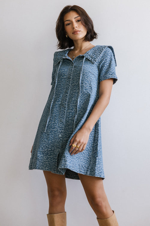 Moment Maker Leopard Print Denim Mini Dress - 2 Colors
