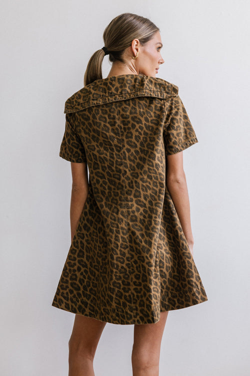 Moment Maker Leopard Print Denim Mini Dress - 2 Colors