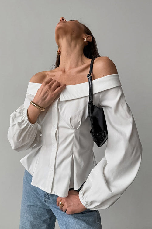 Demure and Sweet Off Shoulder Long Sleeve Top