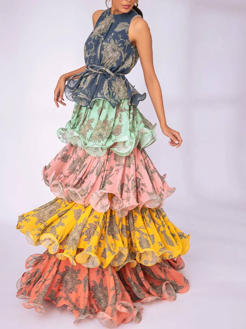 Multi-layer Printing Dress Printed