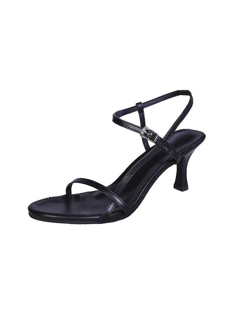 Minimalist Thin-strap High-heeled Sandals Black