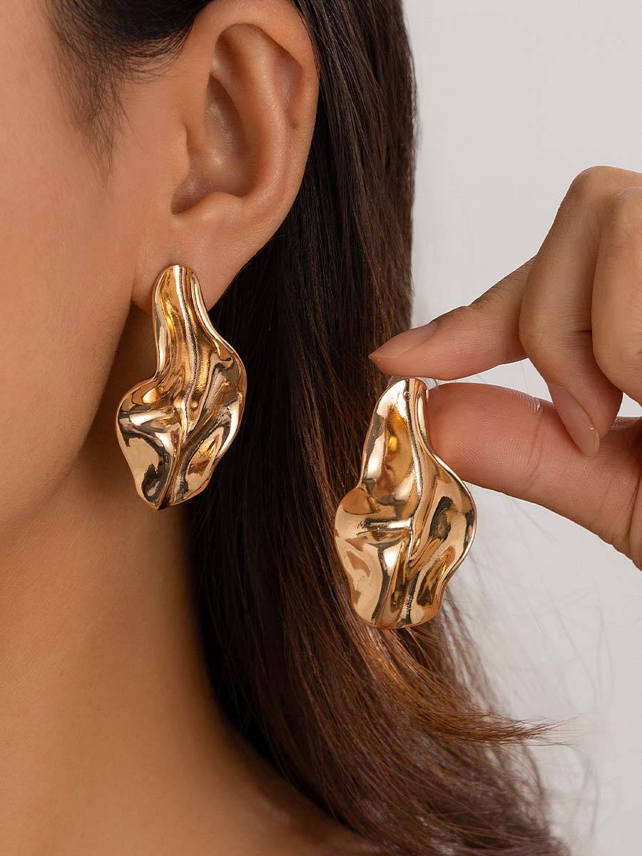 Minimalist Irregular Earrings Gold F