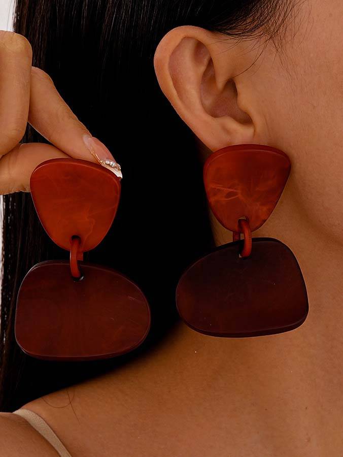 Holiday Irregular Earrings Brown F