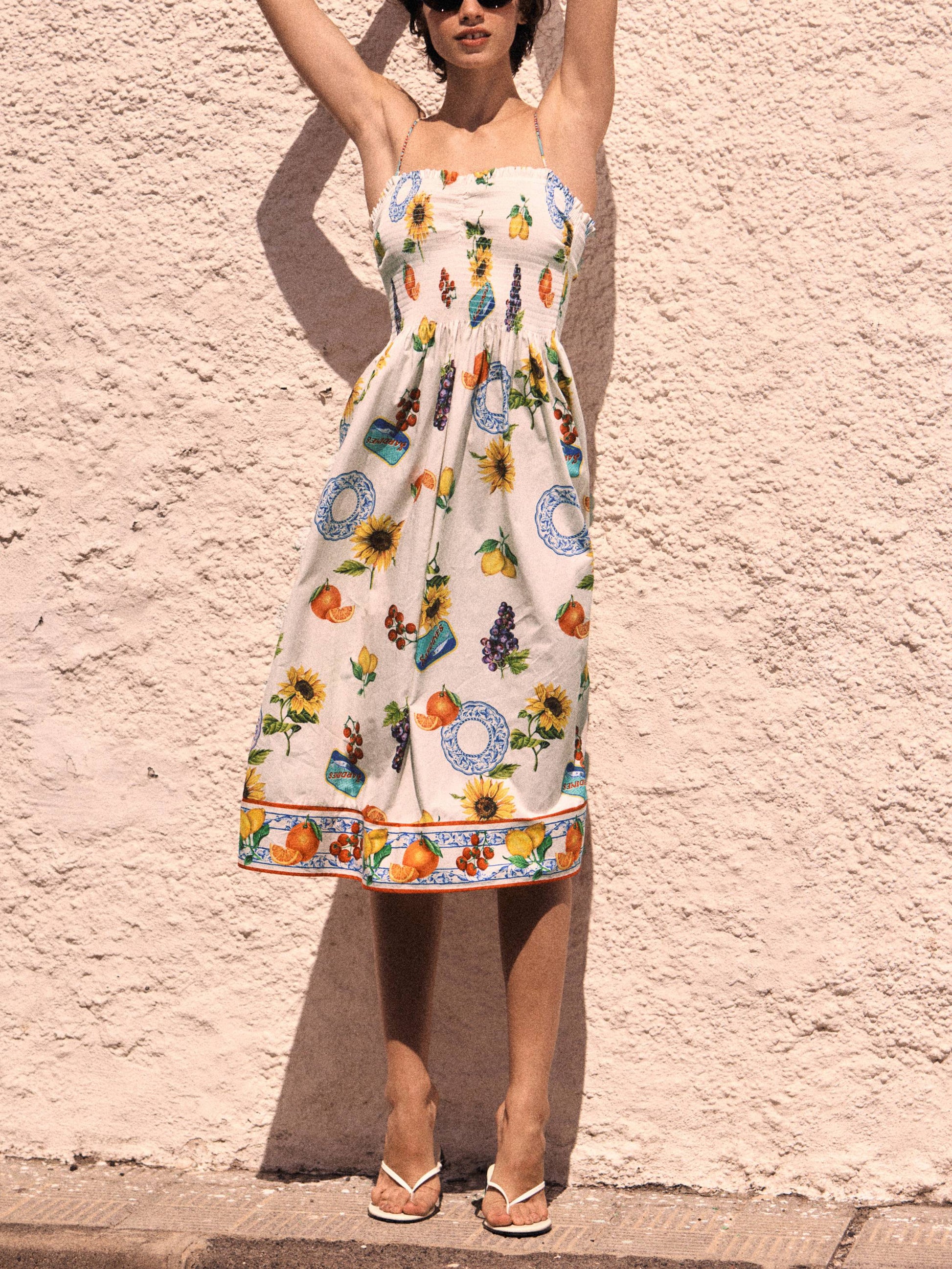 Printed Sling Midi Dress Printed