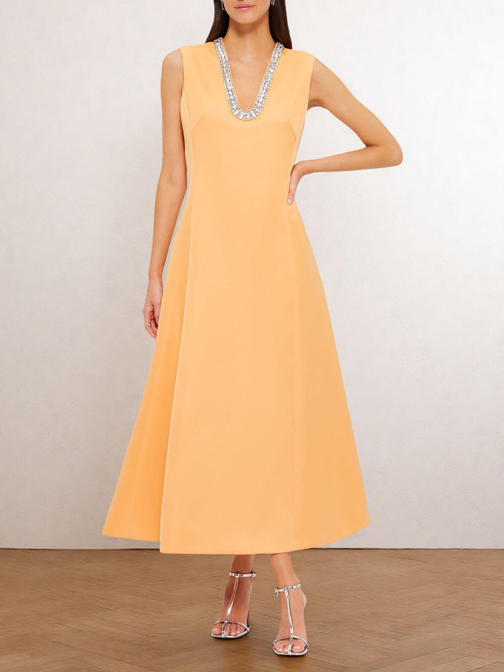 Sophisticated Sequin Embellished Maxi Dress Yellow