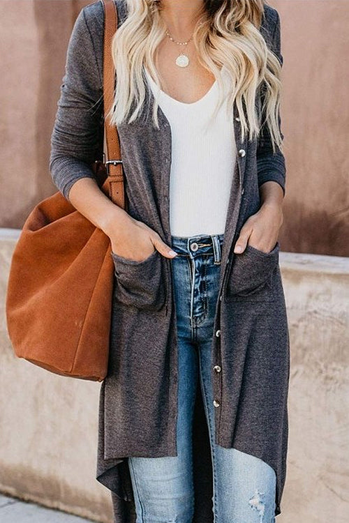 Staying Chic Long Sleeve Knit Cardigan - 6 Colors Dark Grey