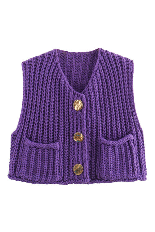 Days Of Styles Knit Pocket Tank Top - 9 Colors Purple