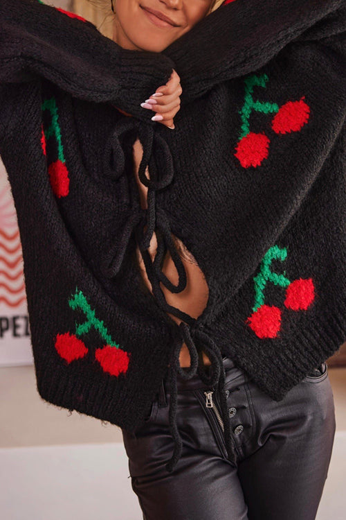 All For The Best Strawberry Knit Cardigan Sweater - 5 Colors Black