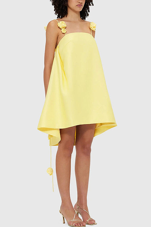 Unforgettable Icon Yellow Roses Mini Dress