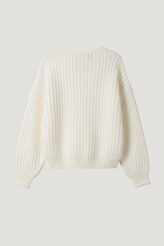 Rae | Cream Chunky Knit Cardigan with Gold Buttons