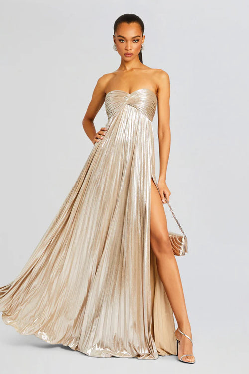 Glorious Shine Metallic Pleated Maxi Dress - 5 Colors