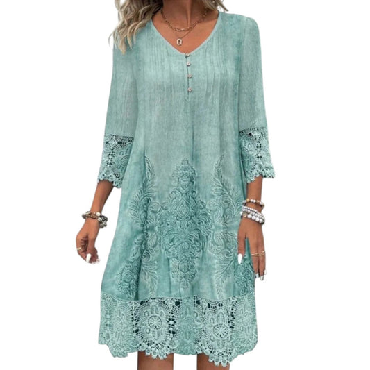 Alvinea™ | Lace-Trim A-Line Dress