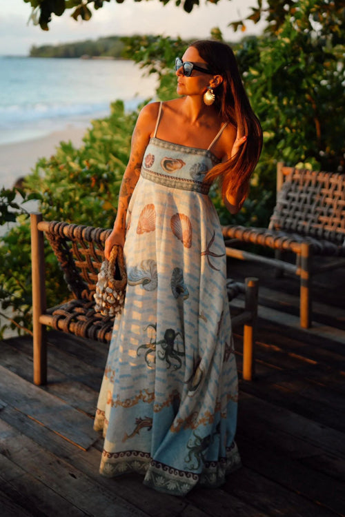 Allison Spaghetti Printed Maxi Dress