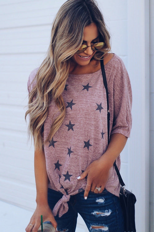 Basics Essential Star Light Knotted Tee - 3 Colors Pink