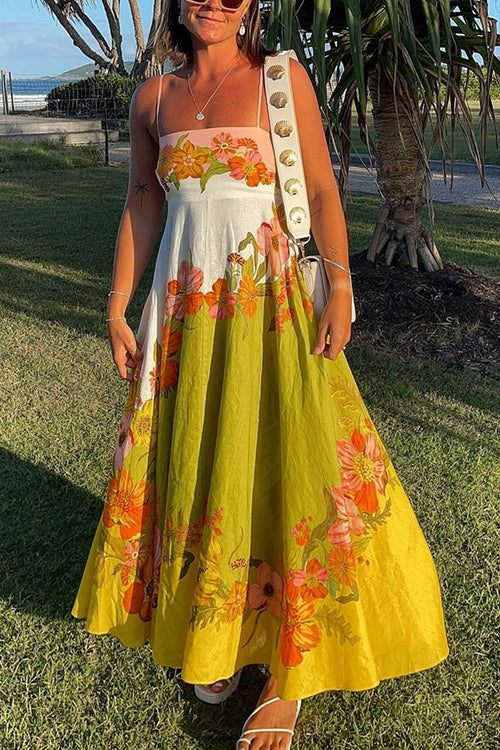 Share Your Happiness Print Maxi Dress - 9 Colors Green Flowers