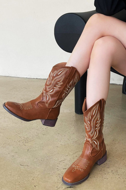 Legend Faux Leather Western Boot - 2 Colors Light Brown