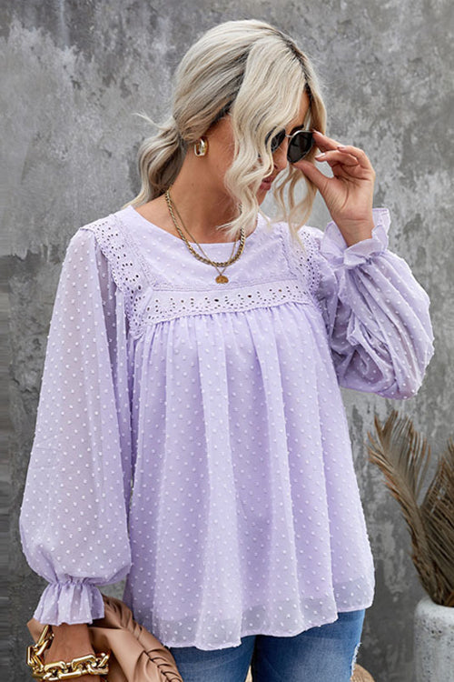 Always Amazing Swiss Dot Lace Top - 6 Colors Purple