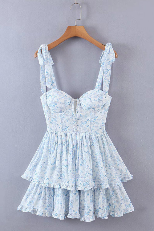 Just In My Dreams Layered Mini Dress - 3 Colors Blue Print