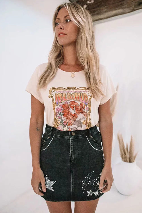 Country Club Vintage Print Tee - 2 Colors Beige