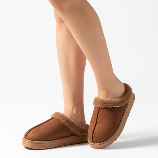 SnowLuxe Home Slippers — Luxurious in Coffee, Beige & Khaki