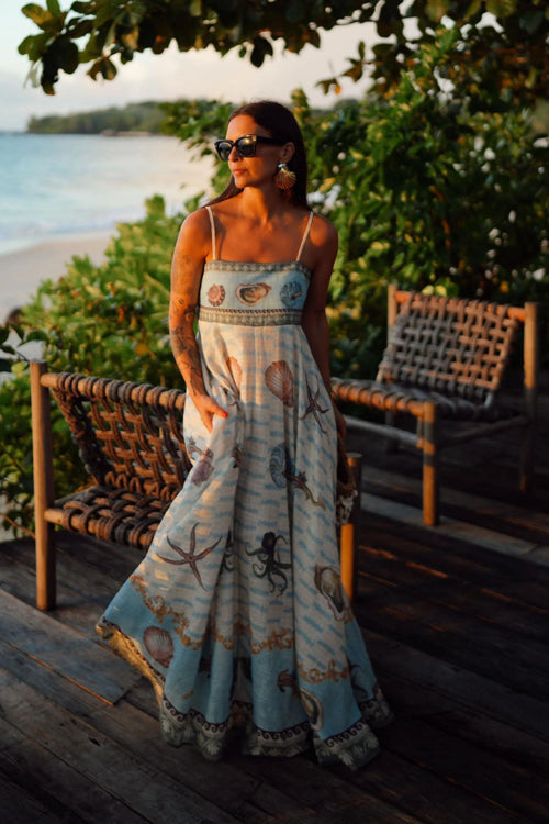 Allison Spaghetti Printed Maxi Dress