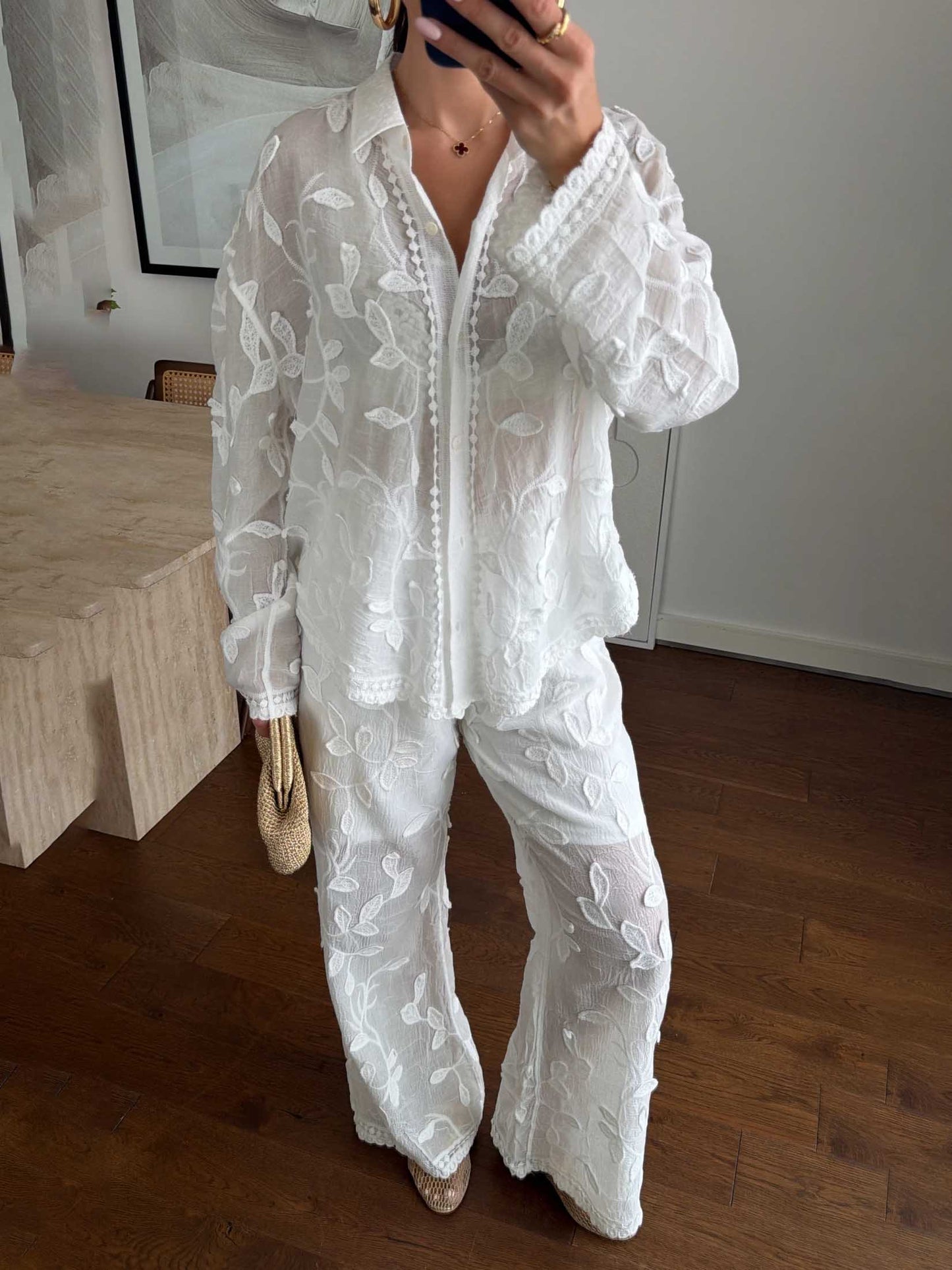 Unique Resort Jacquard Casual Loose Two-Piece Set