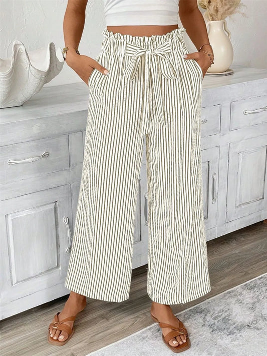 Signature Striped Paper Bag Pants (Full Size)