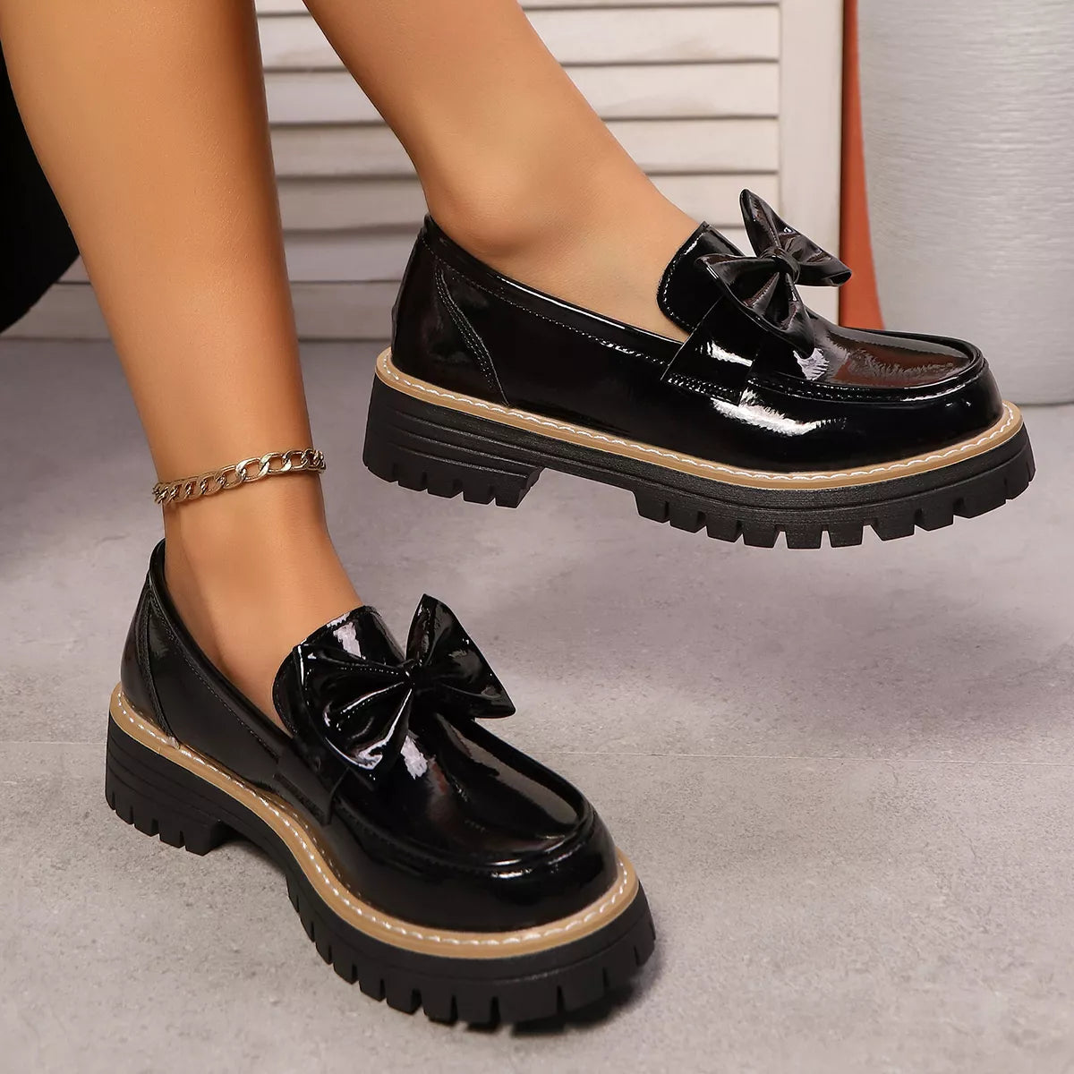 Bow Decor Chunky Loafers