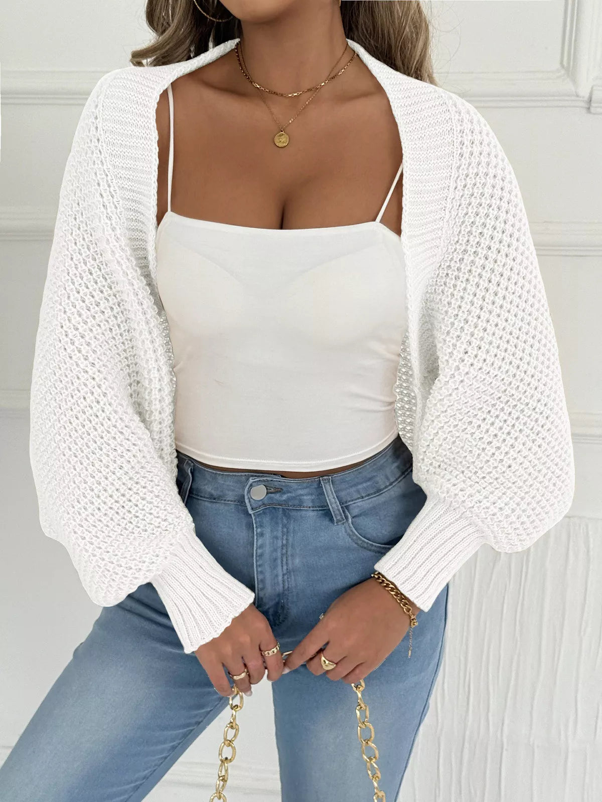 Open Front Batwing Sleeve Cardigan – Cozy Women’s Relaxed Fit Layering Sweater