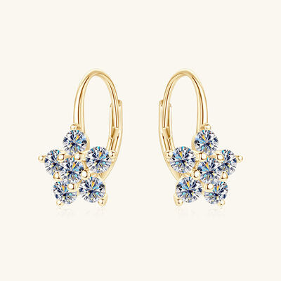 1.2 Carat 925 Sterling Silver Moissanite Flower Huggie Earrings