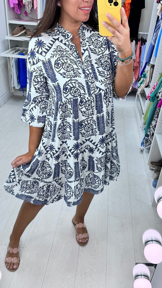Mosaic Print Smock Dress