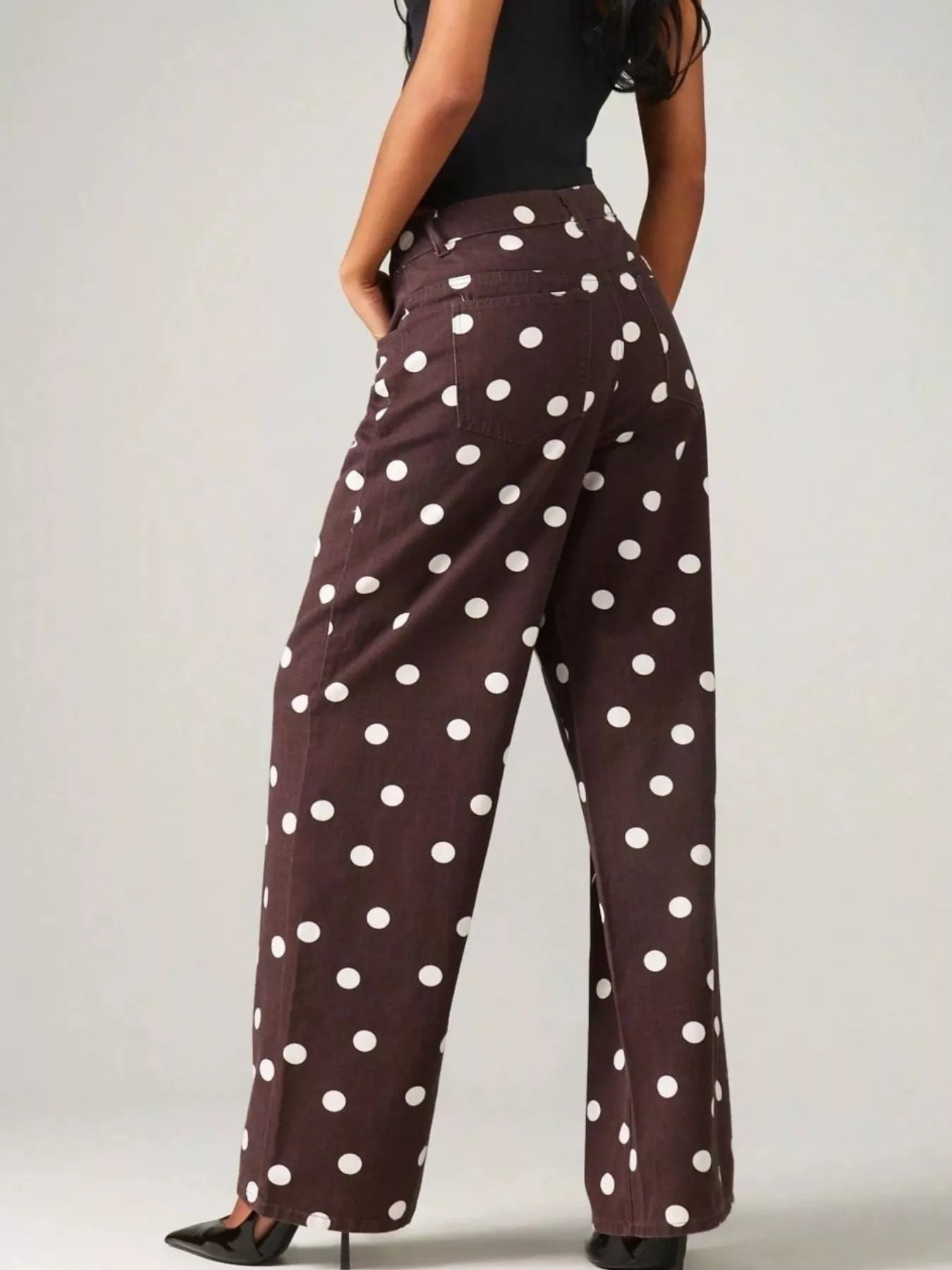 Polka Dot Wide-Leg Jeans