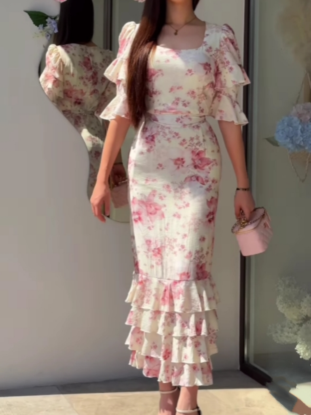Multi-layered ruffle print set