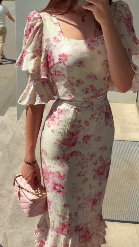Multi-layered ruffle print set