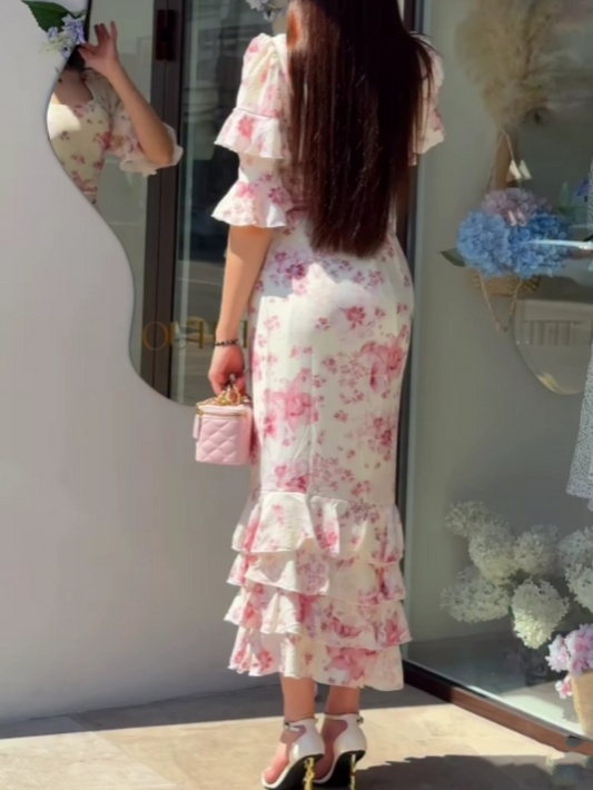 Multi-layered ruffle print set