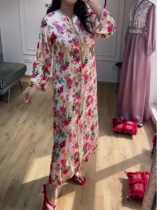 Casual long-sleeved printed loose dress