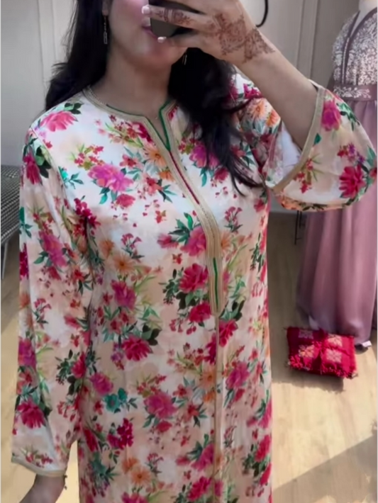 Casual long-sleeved printed loose dress