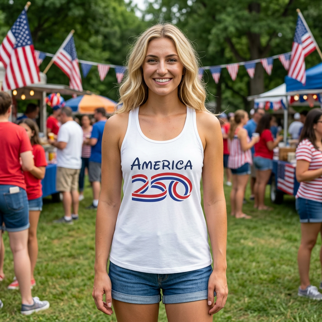 America 250 Anniversary Women's Tank Top — Patriotic Racerback