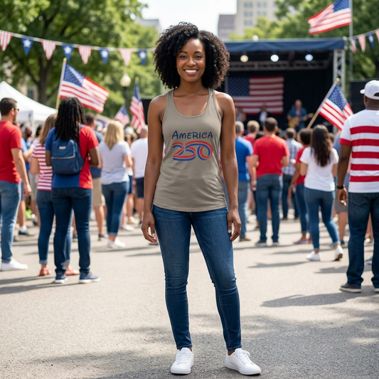 America 250 Anniversary Women's Tank Top — Patriotic Racerback