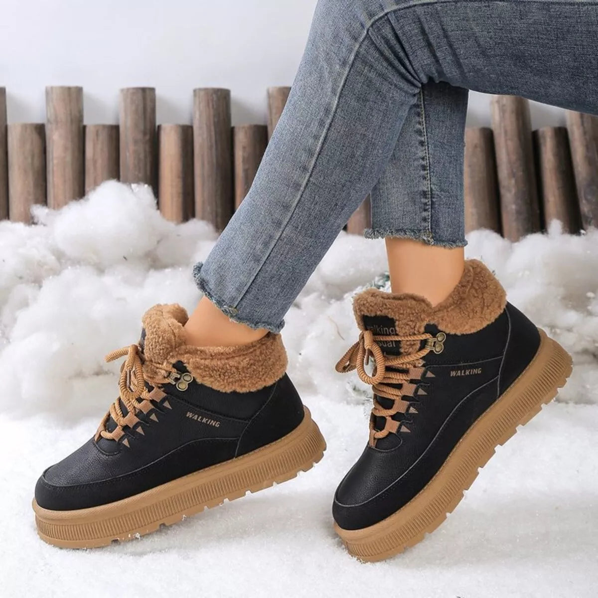 Lace Up Platform Ankle Boots