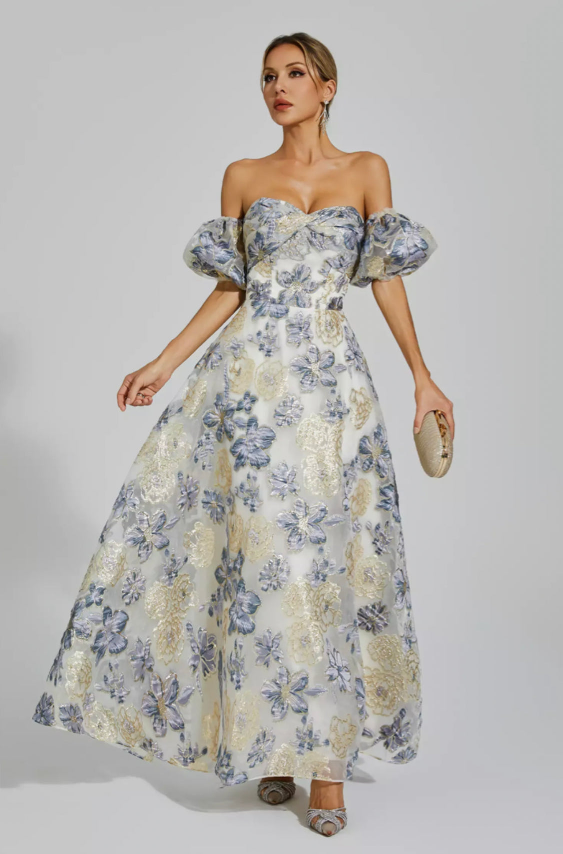 Reem flower off shoulder maxi dress Size S