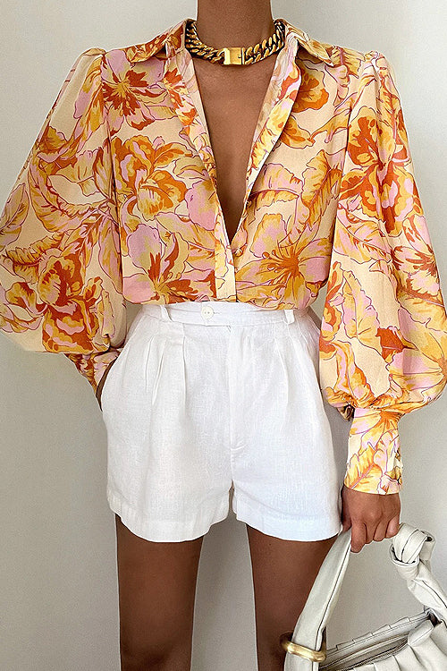 Sunny Side Of Life Floral Print Long Sleeve Top - 9 Colors Yellow-Flower