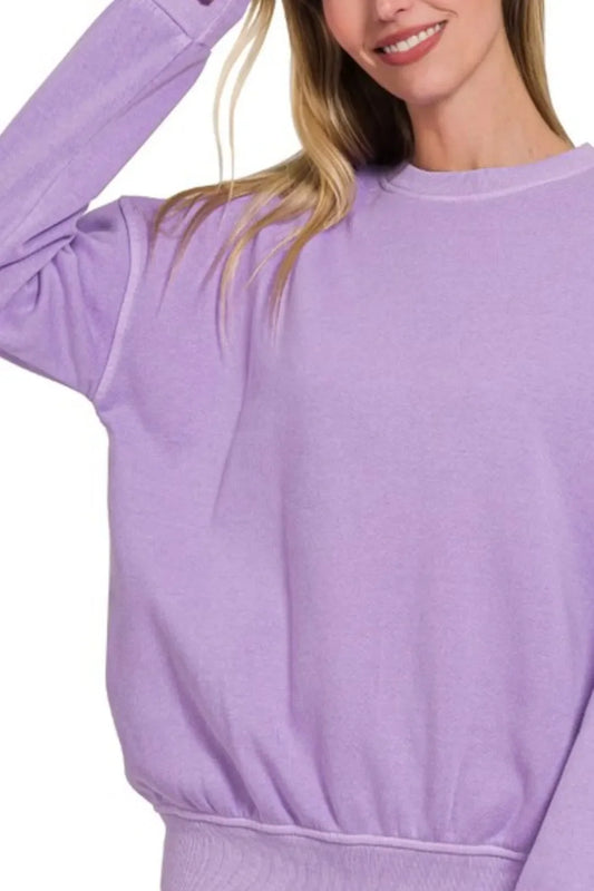 Lavender Haze Pigment Fleece Sweatshirt