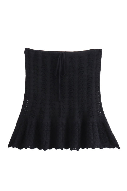 Love Story Knit Crochet Suit - 3 Colors Black Skirt