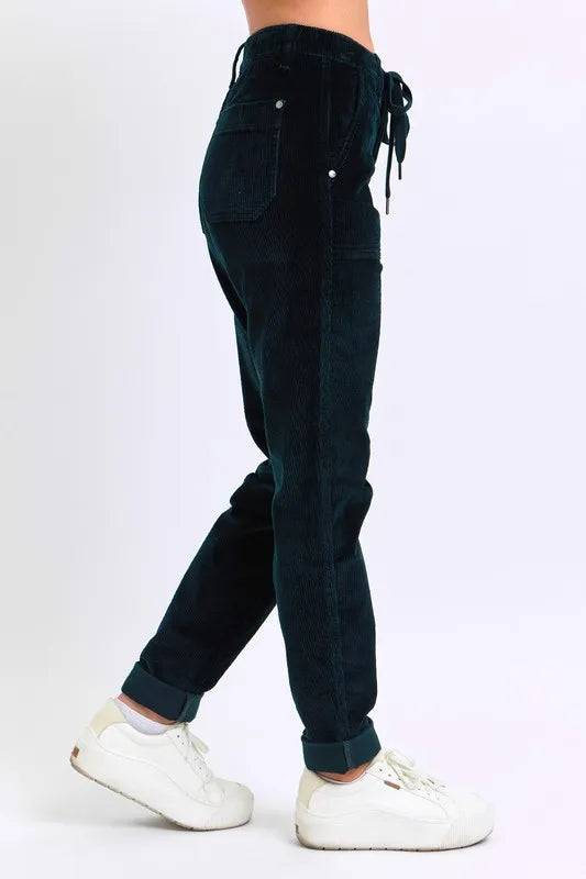 Emerald High Waist Corduroy Cuffed Jogger - Inclusive Sizes