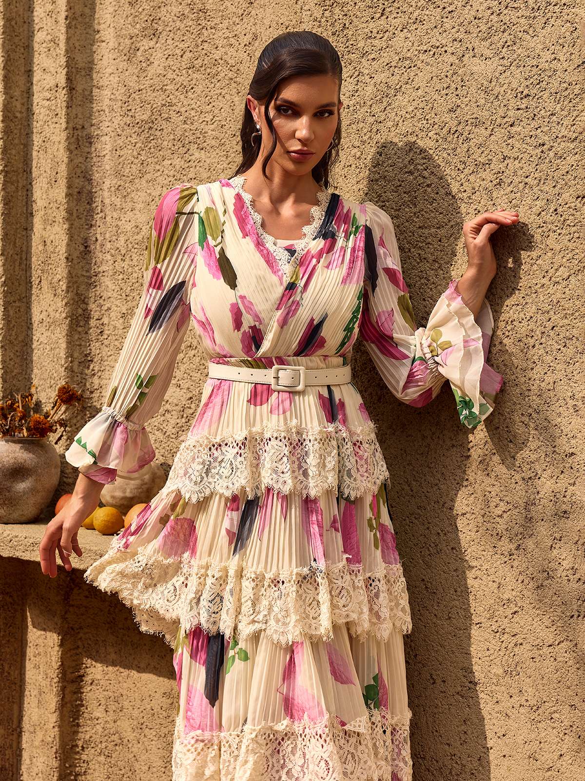 Camélia Lace-Tiered Maxi Dress