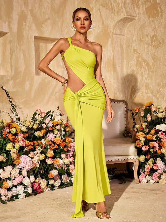 Soleil Lime Cut-Out Maxi Dress